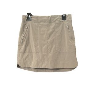 Athleta Skort Womens 8 Athleisure Casual Stretch Zip Pockets Tan Golf Tennis